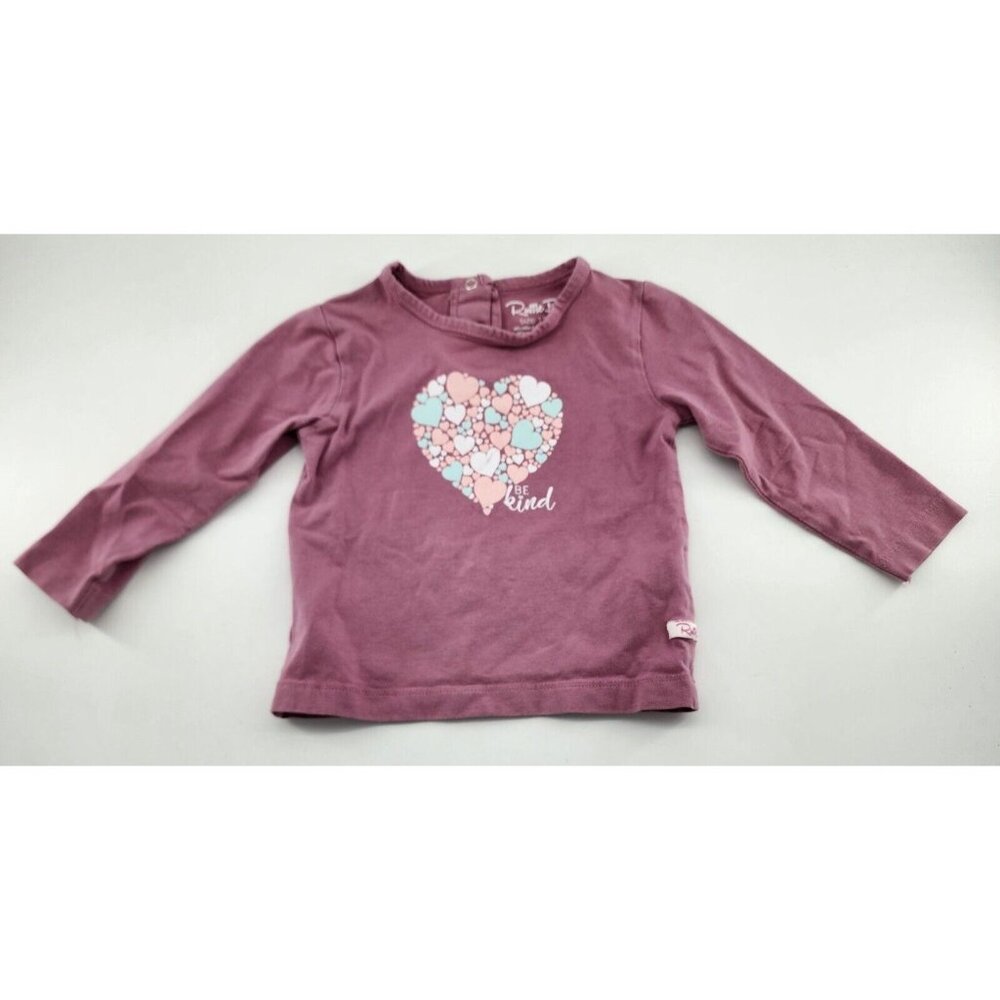 Ruffle Butts Baby Girls Long Sleeve Tee Shirt Top‎ Pink "Be Kind" Hearts 12-18M